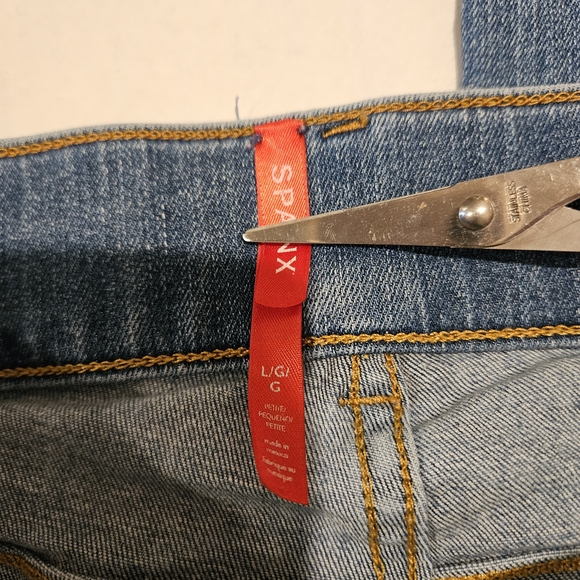 Spanx Seamed Front Wide Leg Retro 1970s style, Vintage Indigo Wash Pull On, L - Picture 5 of 13